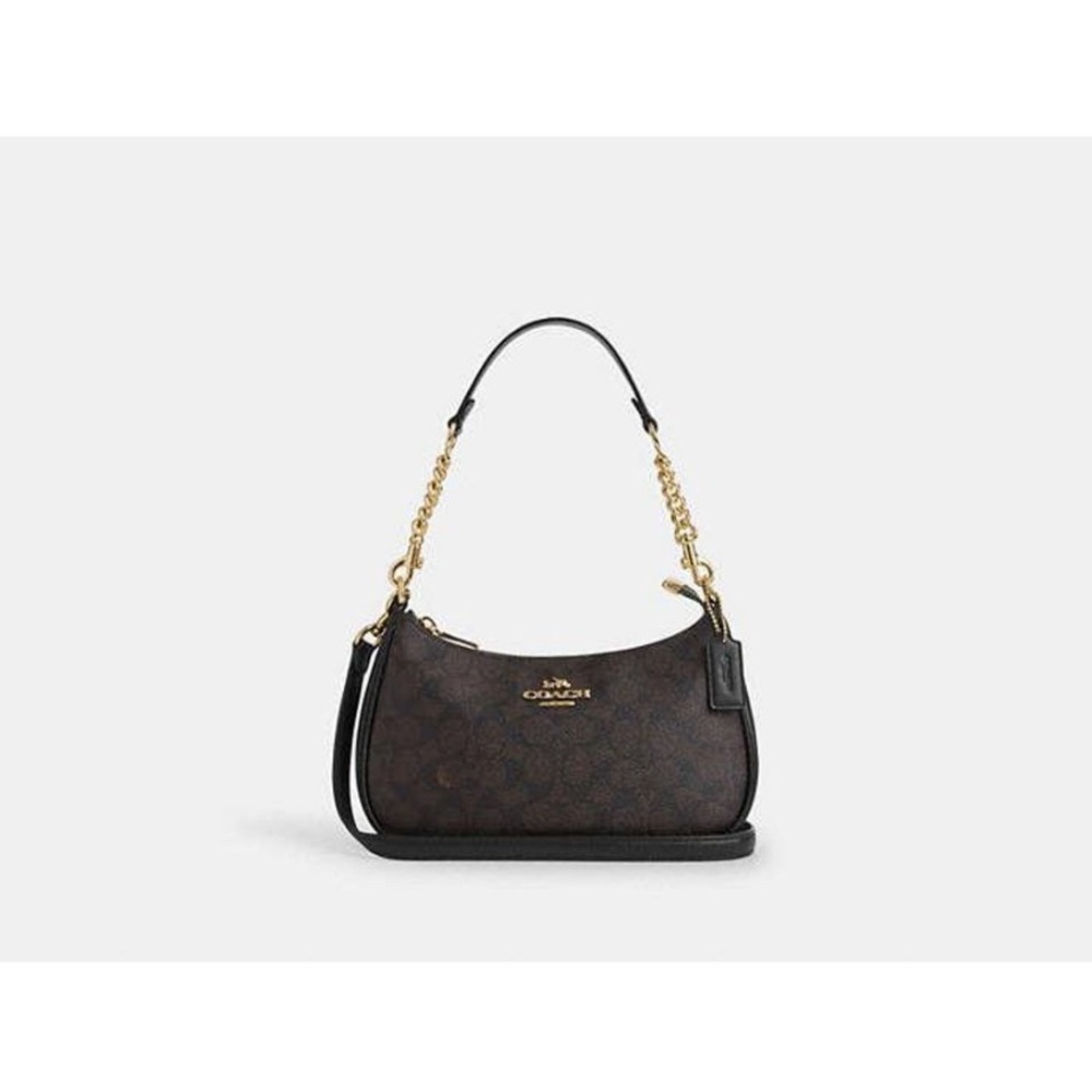 Coach Shoulder Teri Bag: Black/Brown🤎